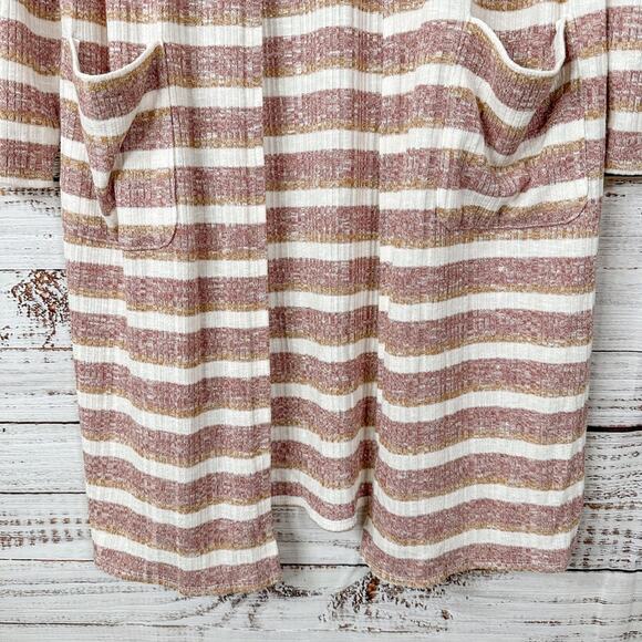 NEW Nine West Women’s Marled Striped Rib Knit Duster Cardigan Sweater Small - Picture 2 of 12